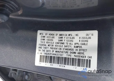 2017 Honda Accord Sport из США, поврежденный, VIN 1HGCR2F54HA057357